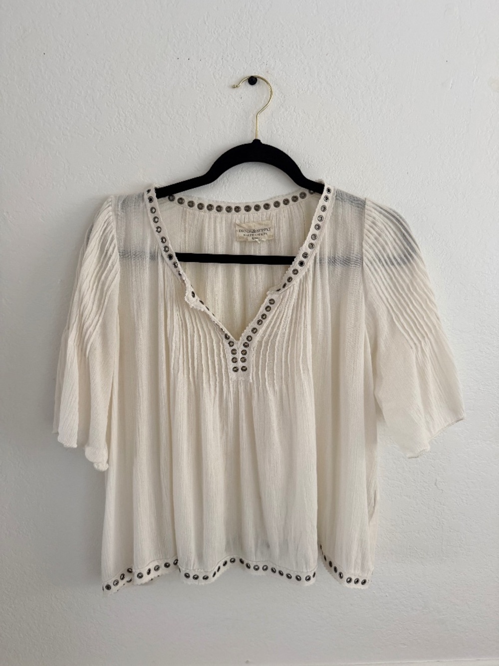 Denim & Supply Ralph Lauren White Grommet Boho Peasant Blouse Top